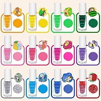 Wakaniya Kids Nail Polish Set For Girls 12 Candy Colors Toddler Nail Polish Kit With Nail Stickers Water Based Natural Safe N