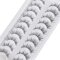 Manga Lashes Natural Look Japanese Anime Lashes Korean Asian Wispy Spiky Lashes With Clear Band Short Fake Eyelash 10 Pairs Pack