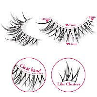 Manga Lashes Natural Look Japanese Anime Lashes Korean Asian Wispy Spiky Lashes With Clear Band Short Fake Eyelash 10 Pairs Pack