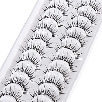 Manga Lashes Natural Look Japanese Anime Lashes Korean Asian Wispy Spiky Lashes With Clear Band Short Fake Eyelash 10 Pairs Pack