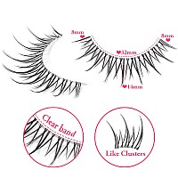 Manga Lashes Natural Look Japanese Anime Lashes Korean Asian Wispy Spiky Lashes With Clear Band Short Fake Eyelash 10 Pairs Pack