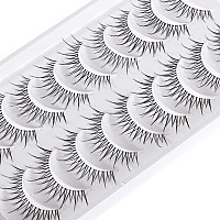 Manga Lashes Natural Look Japanese Anime Lashes Korean Asian Wispy Spiky Lashes With Clear Band Short Fake Eyelash 10 Pairs Pack