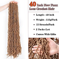 Bluonasi 40 Inch Hair Faux Locs Crochet Braids Hair 2 Packs Goddess Locs Synthetic Hair Extend New Soft Locs Braiding Hair For W