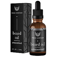 Fresh Heritage Beard Oil 1Oz Natural Formula For Softer Fuller Thicker Growth Unscented Fragrancefree Beard Care For Bla