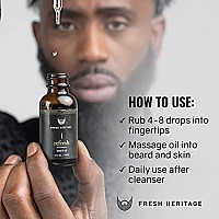 Fresh Heritage Beard Oil 1Oz Natural Formula For Softer Fuller Thicker Growth Unscented Fragrancefree Beard Care For Bla