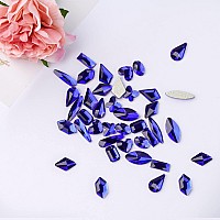 Canvalite 1820Pcs Blue Rhinestones Nail Gems 12 Styles 3D Glass Crystals Nail Charms Shiny Multi Shape Flatback Nail Rhinestone