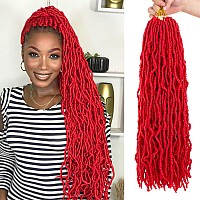 Leeven 3 Packs Red Soft Locs 24 Inch Distressed Faux Locs Crochet Hair Pre Looped Natural Butterfly Locs Boho Goddess Locs Curly