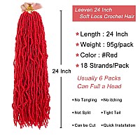 Leeven 3 Packs Red Soft Locs 24 Inch Distressed Faux Locs Crochet Hair Pre Looped Natural Butterfly Locs Boho Goddess Locs Curly