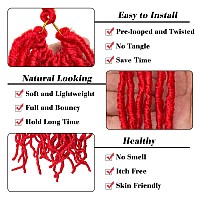 Leeven 3 Packs Red Soft Locs 24 Inch Distressed Faux Locs Crochet Hair Pre Looped Natural Butterfly Locs Boho Goddess Locs Curly