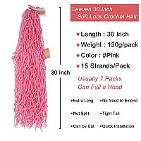 Leeven 30 Inch Pink Soft Locs Crochet Hair 15 Strands Pre Looped Distressed Faux Locs Natural Butterfly Locs Boho Goddess Locs C