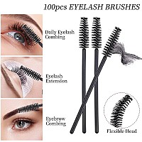 100 Pack Mascara Wand Eyelash Brush Disposable Eye Lash Applicator Makeup Tool Kit Blackhandle100Pcs