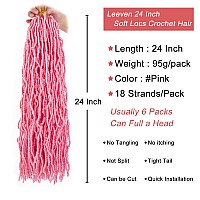 Leeven 24 Inch Pink Soft Locs Crochet Hair 6 Packs Pre Looped Distressed Faux Locs Natural Butterfly Locs Boho Goddess Locs Curl