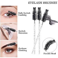 300Pcs Disposable Mascara Wands Spoolie Brush Crystal Eyebrow Brushes Eyelash Extension Applicator Makeup Kitsmyaokueup Black