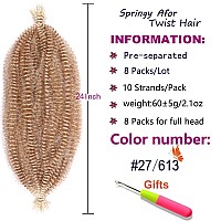 Zrq 8 Packs Preseparated Springy Afro Twist Hair For Distressed Soft Locs 24 Inch Marley Crochet Braiding Hair Synthetic Hair E