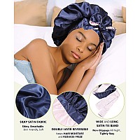 Satin Bonnet Silk Hair Bonnets For Women Curly Hair Wrap For Sleeping Cap Reversible Bonnet With Tie Band Night Cap Double Layer