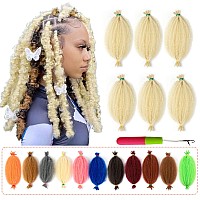 BATISI Pre Fluffed Spring Twist Hair 12 Inch, Pre Separated Afro Twist Braiding Hair 6 Packs, 10 Strands/Pack Springy Marley Hair for Black Women, 613 Blonde Kinky Twist Hair for Braiding