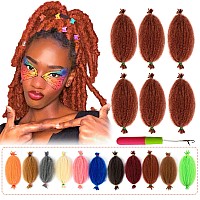 BATISI Pre Fluffed Spring Twist Hair 12 Inch, Pre Separated Afro Twist Braiding Hair 6 Packs, 10 Strands/Pack Springy Marley Hair for Black Women, 350 Copper Orange Kinky Twist Hair for Braiding