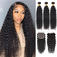 Deep Wave Bundles With Closure Human Hair 22 24 2620 Closure Deep Wave 3 Bundles And Closure 100 Brazilian Virgin Remy Hair