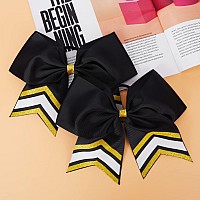 Deeka 8Pcs Large Glitter Cheer Bows Shiny 7 Cheer Hair Bows Ponytail Holder Handmade For Cheerleader Girls Softball Sports Nav