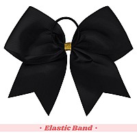 Deeka 8Pcs Large Glitter Cheer Bows Shiny 7 Cheer Hair Bows Ponytail Holder Handmade For Cheerleader Girls Softball Sports Bla