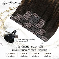 Moresoo Seamless Clip In Hair Extensions Remy Human Hair 16Inch Clip In Dark Brown Mixed Light Brown Hair Color 262 Pu Weft C