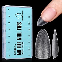 Tomicca Almond Nail Tips 450Pcs Doublesided Matte Gel Nail Tips 15 Sizes Soft Full Cover Gel Nail Tips False Gel Nail Tips