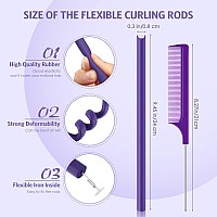 Tigeen 96 Flexible 945 Inch Soft Twist Foam Hair Rollers No Heat Hair Styling With 2 Rat Tail Combs 03 In Purple