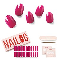 Nailog Semi Cured Gel Nail Strips 20 Extra Long Stickerswraps Buy 2 Get 1 Uv Lamp Glossy Long Lasting Soft Gel Finishing