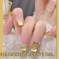 Ahamiou Crystal Cat Eye Gel Polish Kits Magnetic Nail Polish Set Holographic Cats Eyes Gel Nail Polish Shiny Diamond Glitter Gel