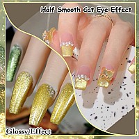 Ahamiou Crystal Cat Eye Gel Polish Kits Magnetic Nail Polish Set Holographic Cats Eyes Gel Nail Polish Shiny Diamond Glitter Gel