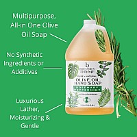 Brittanies Pure Organic Castile Rosemary Peppermint Liquid Olive Soap Refill 1 Gallon Made With Natural Luxurious Oils Vega