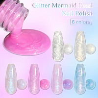 Supwee Pearl Gel Nail Polish Shimmer Mermaid Gel Polish White Pink Purple Blue Glitter Nail Polish Pearlescent Nail Gel Shell Sw