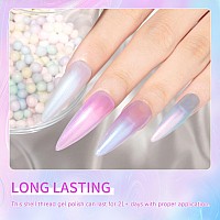 Supwee Pearl Gel Nail Polish Shimmer Mermaid Gel Polish White Pink Purple Blue Glitter Nail Polish Pearlescent Nail Gel Shell Sw