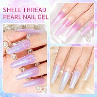 Supwee Pearl Gel Nail Polish Shimmer Mermaid Gel Polish White Pink Purple Blue Glitter Nail Polish Pearlescent Nail Gel Shell Sw