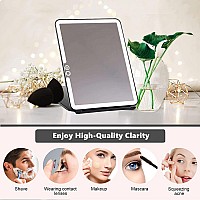 Flymiro Makeup Mirror Vanity Mirror With Lights Lighted Makeup Mirror With Touch Control 3 Color Lighting 1800 Mah Usb Recha