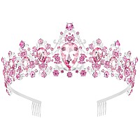 Didder Baroque Vintage Tiara Pink Crystal Crown Tiaras For Women Royal Crowns For Women Tiaras For Girls Tiara Hair Accessories