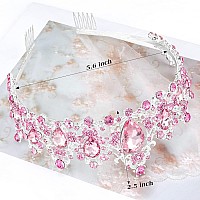 Didder Baroque Vintage Tiara Pink Crystal Crown Tiaras For Women Royal Crowns For Women Tiaras For Girls Tiara Hair Accessories