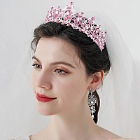 Didder Baroque Vintage Tiara Pink Crystal Crown Tiaras For Women Royal Crowns For Women Tiaras For Girls Tiara Hair Accessories