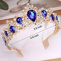 Didder Baroque Vintage Tiara Blue Crystal Crown Tiaras For Women Royal Gold Crowns For Women Tiaras For Girls Tiara Hair Access