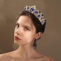 Didder Baroque Vintage Tiara Blue Crystal Crown Tiaras For Women Royal Gold Crowns For Women Tiaras For Girls Tiara Hair Access