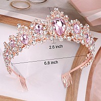 Didder Baroque Vintage Tiara Pink Crystal Crown Tiaras For Women Royal Crowns For Women Tiaras For Girls Hair Accessories For W