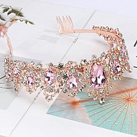 Didder Baroque Vintage Tiara Pink Crystal Crown Tiaras For Women Royal Crowns For Women Tiaras For Girls Hair Accessories For W