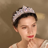 Didder Baroque Vintage Tiara Pink Crystal Crown Tiaras For Women Royal Crowns For Women Tiaras For Girls Hair Accessories For W