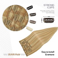 15 Inch Clip in Hair Extensions Real Human Hair 70G Light Brown/Bleach Blonde 100% Remy Human Hair Soft Silky Straight for Fashion Women 7pcs 16clips One Pack (15 Inch #12P613)