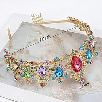 Didder Baroque Vintage Tiara Multicolor Crystal Crown Tiaras For Women Royal Crowns For Women Tiaras For Girls Tiara Hair Acces