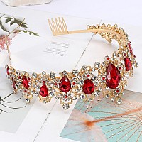 Didder Baroque Vintage Tiara Red Crystal Crown Tiaras For Women Royal Gold Crowns For Women Tiaras For Girls Tiara Headband Hai