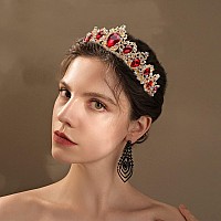 Didder Baroque Vintage Tiara Red Crystal Crown Tiaras For Women Royal Gold Crowns For Women Tiaras For Girls Tiara Headband Hai