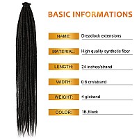 Aguacor 24Inches Synthetic Single Ended Dreadlock Extensions 20 Strands Thin 06Cm Soft Dark Brown Se Dreadlock Extensions For W