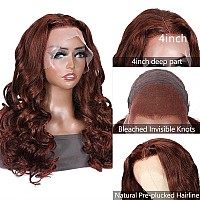 Beauty Forever Reddish Brown Lace Front Wig 13X4 Body Wave Human Hair Wigs For Women20 Inch Brazilian Remy Hair Copper Red Colo