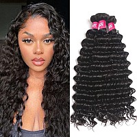 Odir Deep Wave Human Hair Bundles 14 16 18 Unprocessed 9A Brazilian Deep Curly Wave Virgin Hair 3 Bundles 300G Remy Hair Extensi